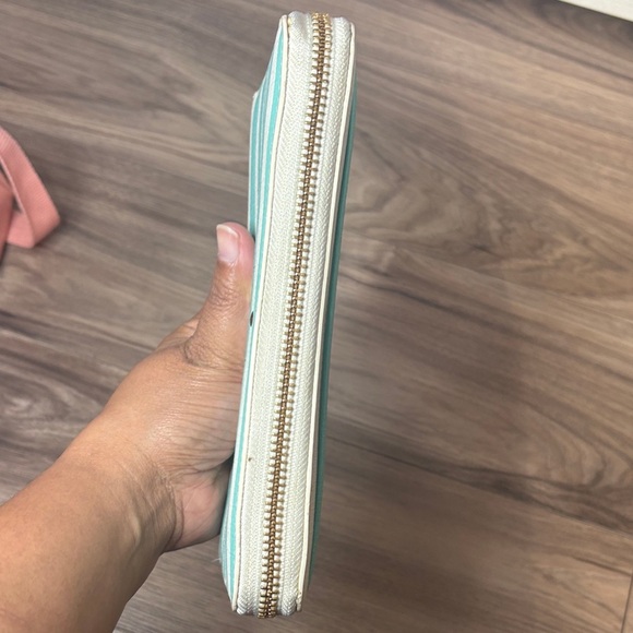 Kate Spade Teal and White Striped Wallet - Picture 4 of 7